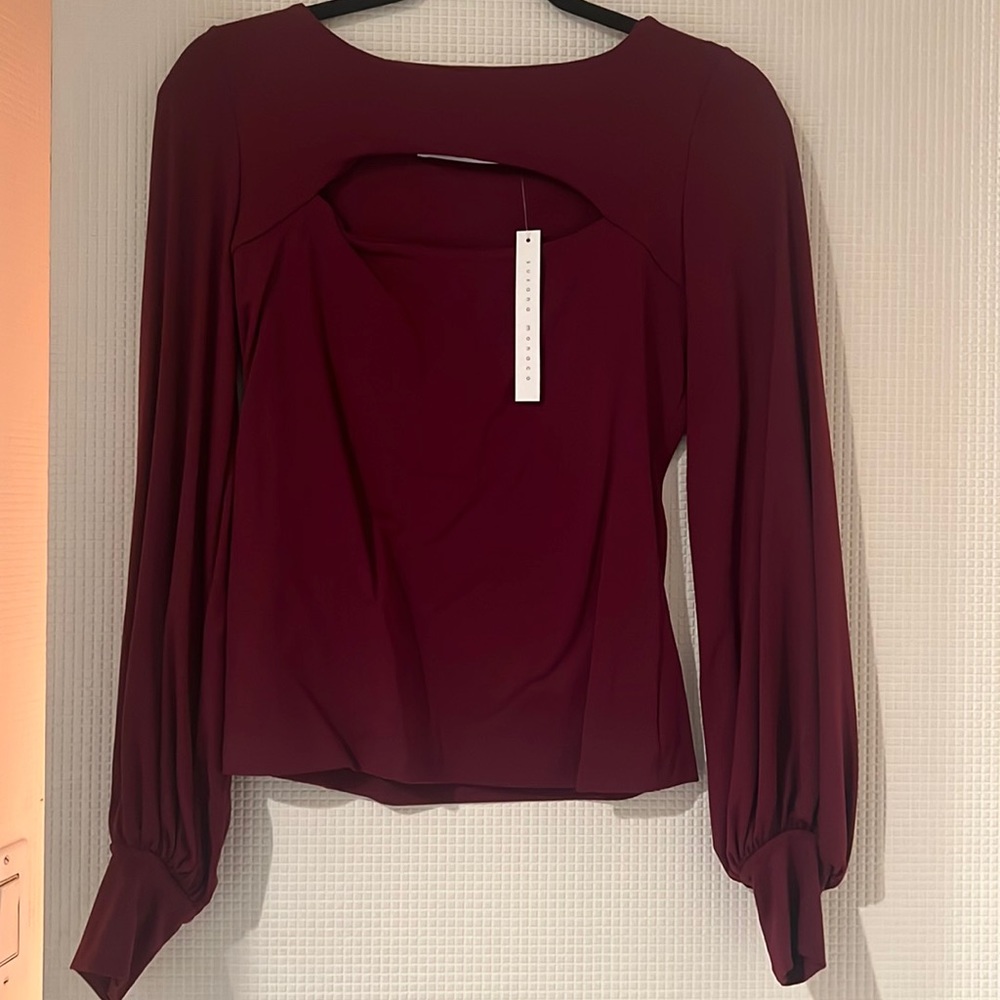 Susana Monaco long sleeve maroon top size M NWT